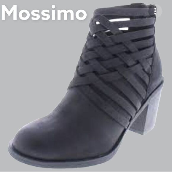 Mossimo very nice barely used condition black strappy crossed ankle boots! - Picture 1 of 12
